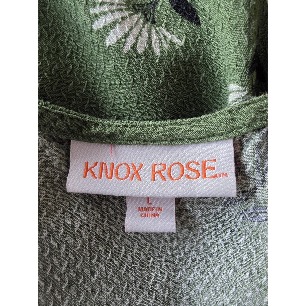 Knox Rose Maxi Dress Women's L Green Floral Short Sleeve Boho Long Gown - Picture 3 of 6
